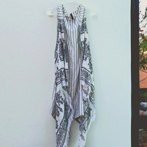 Lane Bryant Indian Cotton Scarf Print Waterfall Vest One Size Fits Most - Picture 1 of 7